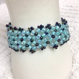 HANDMADE  Pondo Stitch Blues Bracelet   7 1/4”